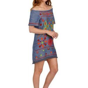 Rocks & Indigo  Embroidered  off shoulder dress.S